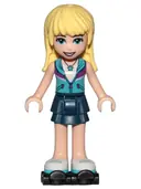 Minifigurka: FRND0258:  Friends Stephanie - Dark Blue Layered Skirt, Medium Azure and Dark Purple Vest, Black Roller Skates