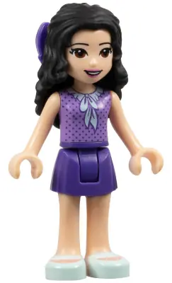 FRND0259:  Friends Emma - Dark Purple Skirt, Medium Lavender Top, Light Aqua Shoes, Dark Purple Bow