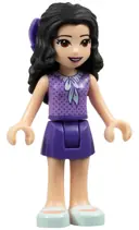 Minifigurka: FRND0259:  Friends Emma - Dark Purple Skirt, Medium Lavender Top, Light Aqua Shoes, Dark Purple Bow