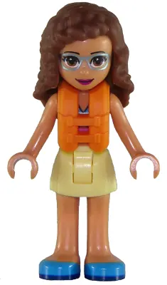 FRND0266:  Friends Olivia (Nougat) - Bright Light Yellow Skirt, Dark Pink and Dark Azure Swimsuit Top, Life Jacket