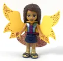 Minifigurka: FRND0271:  Friends Andrea - Metallic Light Blue Vest over Magenta Top, Dark Blue Skirt, Garish Butterfly Cape and Magenta Skirt, Gold Boots with Dark Blue Trim