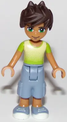 FRND0275:  Friends Liam - Sand Blue Long Shorts, Lime and Yellow T-Shirt