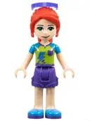 Minifigurka: FRND0280:  Friends Mia - Dark Purple Shorts, Lime Top, Red Hair, Sunglasses