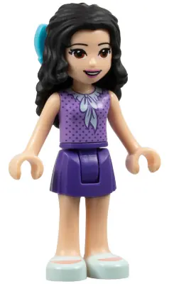 FRND0283:  Friends Emma - Dark Purple Skirt, Medium Lavender Top, Light Aqua Shoes, Medium Azure Bow