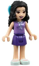 Minifigurka: FRND0283:  Friends Emma - Dark Purple Skirt, Medium Lavender Top, Light Aqua Shoes, Medium Azure Bow
