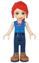 Minifigurka: FRND0284:  Friends Mia - Dark Blue Trousers, Dark Azure Plaid Shirt, Red Ponytail