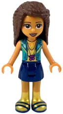 Minifigurka: FRND0292:  Friends Andrea - Dark Blue Skirt, Gold Top with Dark Turquoise Vest