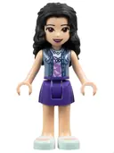Minifigurka: FRND0294:  Friends Emma - Dark Purple Skirt, Medium Lavender Top with White Birds, Sand Blue Vest