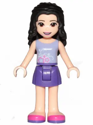 FRND0303:  Friends Emma - Dark Purple Skirt, Lavender Top with Flowers
