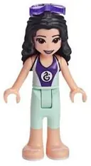 Minifigurka: FRND0305:  Friends Emma - Light Aqua and Dark Purple Wetsuit, Sunglasses