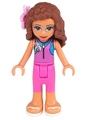 FRND0307:  Friends Olivia (Nougat) - Dark Pink Wetsuit, Flower