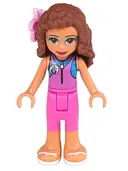 Minifigurka: FRND0307:  Friends Olivia (Nougat) - Dark Pink Wetsuit, Flower