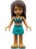 Minifigurka: FRND0312:  Friends Andrea - Dark Turquoise Skirt, Dark Blue Top