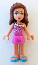 Minifigurka: FRND0318:  Friends Olivia (Nougat) - Dark Pink Skirt and Top