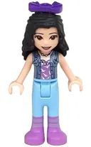 Minifigurka: FRND0329:  Friends Emma - Medium Lavender Top with White Birds, Sand Blue Vest, Medium Light Blue Trousers, Bow