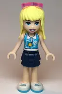 Minifigurka: FRND0345:  Friends Stephanie - Dark Blue Layered Skirt, Medium Azure and White Top, Sunglasses