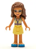 Minifigurka: FRND0350:  Friends Olivia (Nougat) - Bright Light Yellow Dress and Blue Shoes
