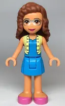 Minifigurka: FRND0351:  Friends Olivia (Nougat) - Dark Azure Skirt and Top with Bright Light Yellow Vest, Dark Pink Shoes