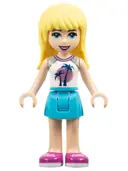 Minifigurka: FRND0353:  Friends Stephanie - Medium Azure Skirt, White Top with Palm Trees