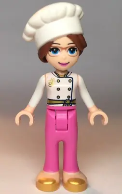 FRND0354:  Friends Lillie - White Jacket, Dark Pink Pants, White Chef Toque with Hair