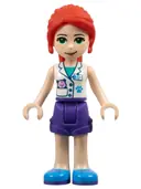 Minifigurka: FRND0362:  Friends Mia - Dark Purple Shorts, White Vet Vest Top, Red Hair