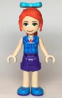 Minifigurka: FRND0363:  Friends Mia - Dark Purple Shorts, Dark Azure Plaid Shirt, Red Ponytail, Bow