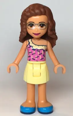 FRND0364:  Friends Olivia (Nougat) - Bright Light Yellow Skirt, Dark Pink Top, Dark Azure Shoes