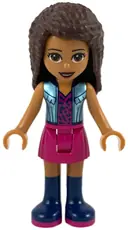 Minifigurka: FRND0368:  Friends Andrea - Magenta Skirt, Metallic Light Blue Vest over Magenta Top