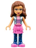 Minifigurka: FRND0370:  Friends Olivia (Nougat) - Dark Pink Skirt and Dark Blue Leggings, Dark Pink Top with Blue Jacket