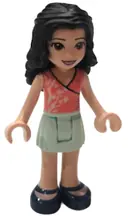 Minifigurka: FRND0374:  Friends Emma - Light Aqua Skirt, Coral Wrap Top, Dark Blue Shoes