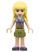 Minifigurka: FRND0375:  Friends Stephanie - Olive Green Shorts and Top, Dark Purple Shoes