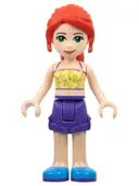 Minifigurka: FRND0384:  Friends Mia - Dark Purple Shorts, Yellowish Green Top with Vines