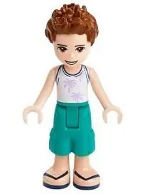 FRND0385:  Friends Ethan - Dark Turquoise Shorts, White Top with Palm Trees