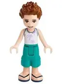 Minifigurka: FRND0385:  Friends Ethan - Dark Turquoise Shorts, White Top with Palm Trees