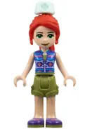 Minifigurka: FRND0393:  Friends Mia - Olive Green Shorts, Dark Azure and Dark Purple Patterned Sleeveless Jacket with Zipper, Nurse Hat