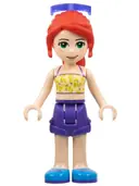 Minifigurka: FRND0402:  Friends Mia - Dark Purple Shorts, Yellowish Green Top with Vines, Sunglasses