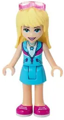Minifigurka: FRND0405:  Friends Stephanie - Medium Azure Skirt, Medium Azure and Dark Purple Jacket, Sunglasses