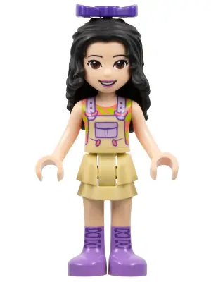 FRND0406:  Friends Emma - Tan Dress with Straps, Medium Lavender Boots, Dark Purple Bow