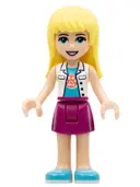 Minifigurka: FRND0420:  Friends Stephanie - Magenta Skirt, White Top with Paw Print Undershirt