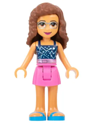 FRND0424:  Friends Olivia (Nougat) - Dark Pink Skirt, Dark Blue Top with Constellations