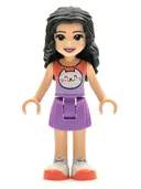Minifigurka: FRND0427:  Friends Emma - Medium Lavender Skirt, Coral and Lavender Top with Cat Head