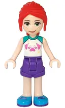 Minifigurka: FRND0431:  Friends Mia - Dark Purple Shorts, White Top with Pug Head