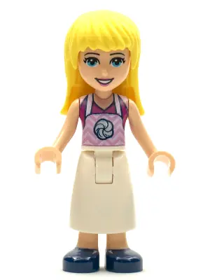 FRND0432:  Friends Stephanie - White Long Skirt, Magenta Top with Apron