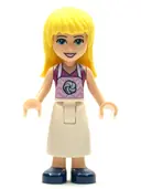 Minifigurka: FRND0432:  Friends Stephanie - White Long Skirt, Magenta Top with Apron