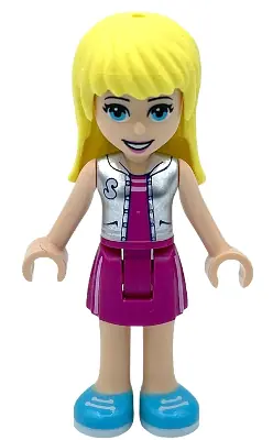FRND0433:  Friends Stephanie - Magenta Skirt and Top with Silver Vest