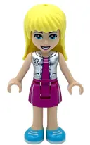 Minifigurka: FRND0433:  Friends Stephanie - Magenta Skirt and Top with Silver Vest