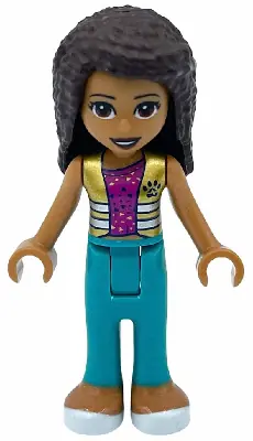FRND0434:  Friends Andrea - Dark Turquoise Pants, Magenta Top with Gold Vest