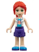 Minifigurka: FRND0435:  Friends Mia - Dark Purple Shorts, White Top with Paw Print Undershirt