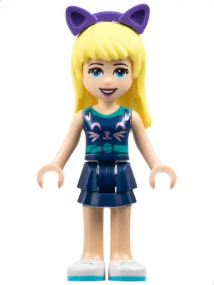 FRND0440:  Friends Stephanie - Dark Blue Layered Skirt, Sleeveless Top with Cat Face, Dark Purple Cat Ears
