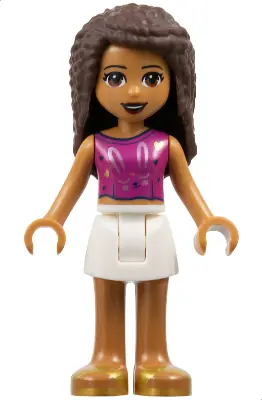 FRND0441:  Friends Andrea - White Skirt, Magenta Sleeveless Shirt with Hearts and Rabbit Face